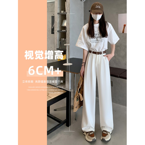 黑色西裝褲女2025春夏秋季高級感直筒休閒長褲高腰窄版冰絲濶腿褲 黑色西裝褲女2025春夏秋季高級感直筒休閒長褲高腰窄版冰絲濶腿褲