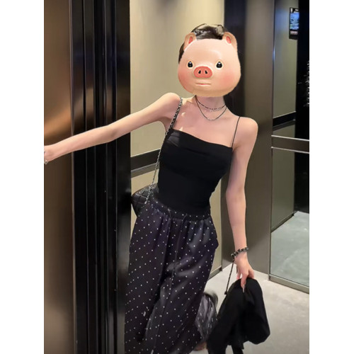 不規則褶皺吊帶背心女夏季2025新款內搭外穿修身辣妹短款無袖上衣