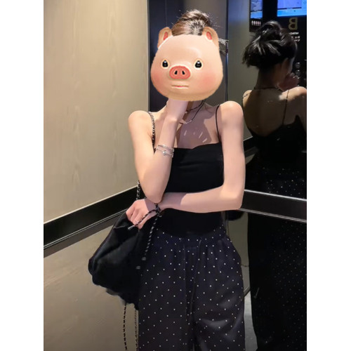 不規則褶皺吊帶背心女夏季2025新款內搭外穿修身辣妹短款無袖上衣