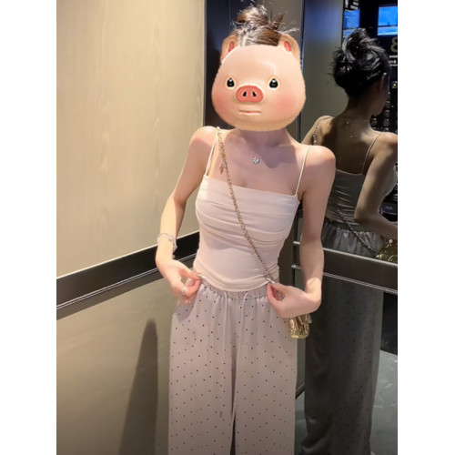 不規則褶皺吊帶背心女夏季2025新款內搭外穿修身辣妹短款無袖上衣