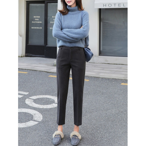 加絨直筒西裝褲女秋冬加厚九分毛呢菸管褲子2025新款小個子休閒褲 加絨直筒西裝褲女秋冬加厚九分毛呢菸管褲子2025新款小個子休閒褲