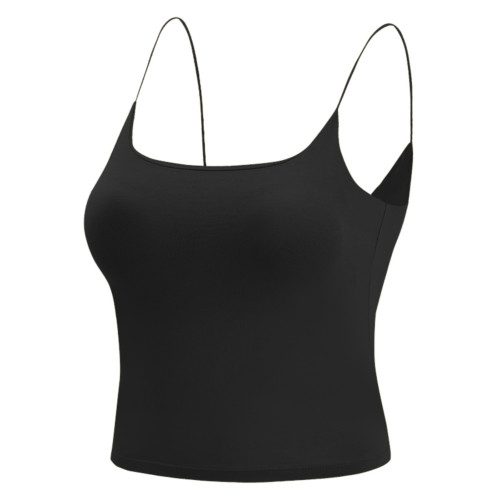 性感純欲風帶胸墊一體吊帶女短款上衣夏美式修身甜辣外穿白色背心