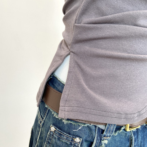 掛脖純色短款帶胸墊系帶抹胸女2024秋裝韓版百搭辣妹美背吊帶上衣