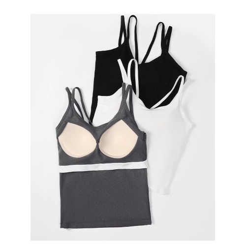 胖mm大碼女裝白色吊帶背心內搭女秋季外穿帶胸墊美背文胸一體上衣