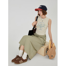 Girlyhalo美式復古吊帶背心女夏季新款原創印花設計短款辣妹上衣