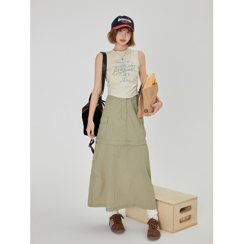 Girlyhalo美式復古吊帶背心女夏季新款原創印花設計短款辣妹上衣