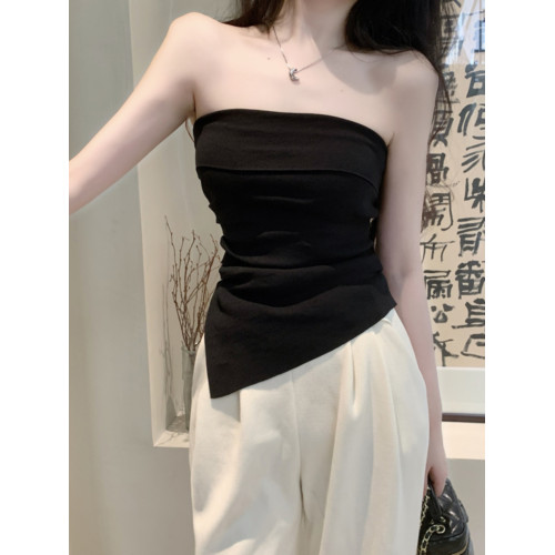 一字肩抹胸吊帶小背心女秋外穿絕美高級感裹胸泰式不規則辣妹上衣
