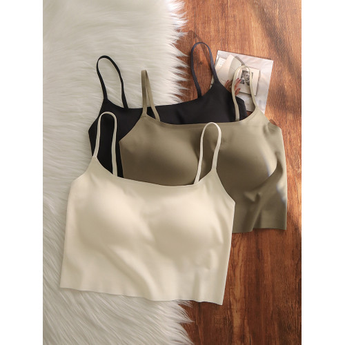 無痕背心一體式帶胸墊內衣內搭打底上衣女美背防走光百搭文胸吊帶