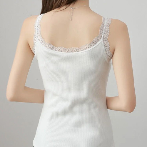 莫代爾棉夏季蕾絲邊吊帶背心女大碼修身外穿內搭打底衫上衣 莫代爾棉夏季蕾絲邊吊帶背心女大碼修身外穿內搭打底衫上衣