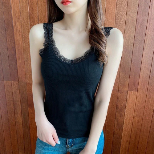 莫代爾棉夏季蕾絲邊吊帶背心女大碼修身外穿內搭打底衫上衣 莫代爾棉夏季蕾絲邊吊帶背心女大碼修身外穿內搭打底衫上衣