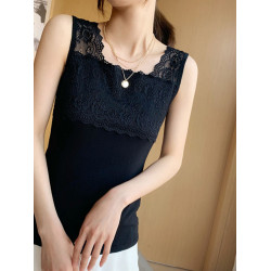 莫代爾薄款蕾絲吊帶背心女內搭打底衫無袖純色修身防走光大碼顯瘦