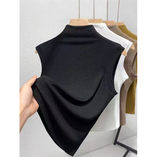 莫代爾半高領無袖背心女春夏季新款大碼修身內搭百搭打底衫上衣潮 莫代爾半高領無袖背心女春夏季新款大碼修身內搭百搭打底衫上衣潮