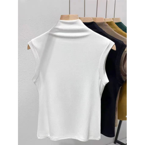 莫代爾半高領無袖背心女春夏季新款大碼修身內搭百搭打底衫上衣潮 莫代爾半高領無袖背心女春夏季新款大碼修身內搭百搭打底衫上衣潮