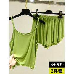 莫代爾百搭吊帶背心夏季薄款可外穿上衣短褲兩件套無袖睡衣家居服
