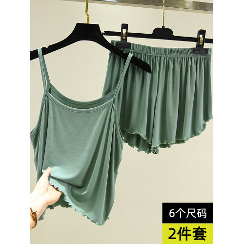 莫代爾百搭吊帶背心夏季薄款可外穿上衣短褲兩件套無袖睡衣家居服