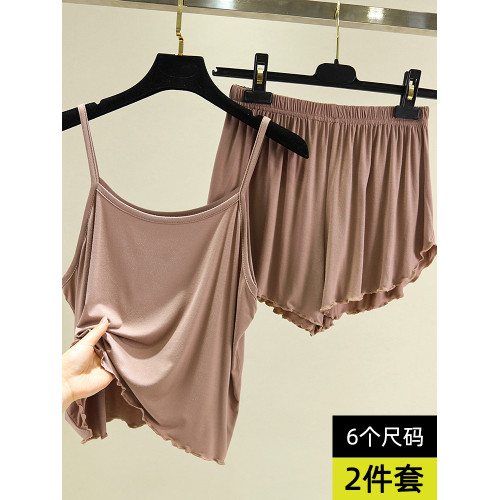 莫代爾百搭吊帶背心夏季薄款可外穿上衣短褲兩件套無袖睡衣家居服