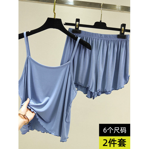 莫代爾百搭吊帶背心夏季薄款可外穿上衣短褲兩件套無袖睡衣家居服