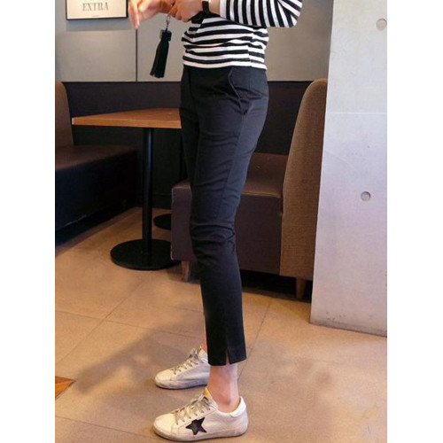 黑色彈力薄款春夏秋冬季百搭九分長褲鉛筆直筒加絨打底褲子女外穿 黑色彈力薄款春夏秋冬季百搭九分長褲鉛筆直筒加絨打底褲子女外穿