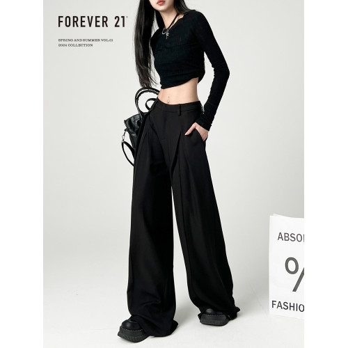 Forever 21顯瘦黑色濶腿褲女高級感垂感西裝褲女寬松休閒梧桐褲子 Forever 21顯瘦黑色濶腿褲女高級感垂感西裝褲女寬松休閒梧桐褲子