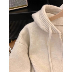 寬松慵懶拉鍊秋冬減齡外搭毛衣女開衫2025春秋新款連帽針織衫外套