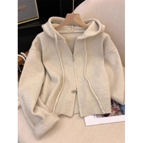 寬松慵懶拉鍊秋冬減齡外搭毛衣女開衫2025春秋新款連帽針織衫外套 寬松慵懶拉鍊秋冬減齡外搭毛衣女開衫2025春秋新款連帽針織衫外套