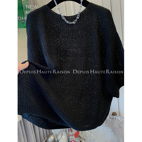 特大碼300斤超好看法式鉤花針織衫五分袖T恤胖mm寬松蝙蝠袖上衣秋 特大碼300斤超好看法式鉤花針織衫五分袖T恤胖mm寬松蝙蝠袖上衣秋