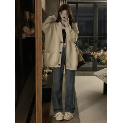 軟糯慵懶風毛衣開衫女2025春秋季新款韓系高級感V領顯瘦針織外套