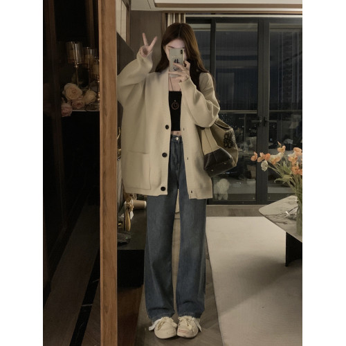 軟糯慵懶風毛衣開衫女2025春秋季新款韓系高級感V領顯瘦針織外套 軟糯慵懶風毛衣開衫女2025春秋季新款韓系高級感V領顯瘦針織外套