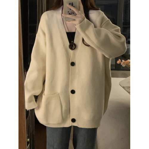 軟糯慵懶風毛衣開衫女2025春秋季新款韓系高級感V領顯瘦針織外套 軟糯慵懶風毛衣開衫女2025春秋季新款韓系高級感V領顯瘦針織外套