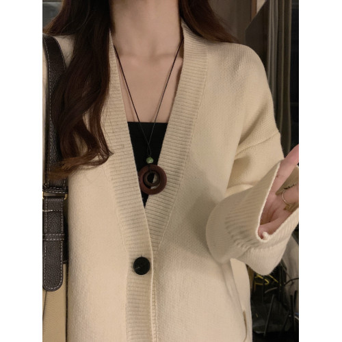 軟糯慵懶風毛衣開衫女2025春秋季新款韓系高級感V領顯瘦針織外套 軟糯慵懶風毛衣開衫女2025春秋季新款韓系高級感V領顯瘦針織外套