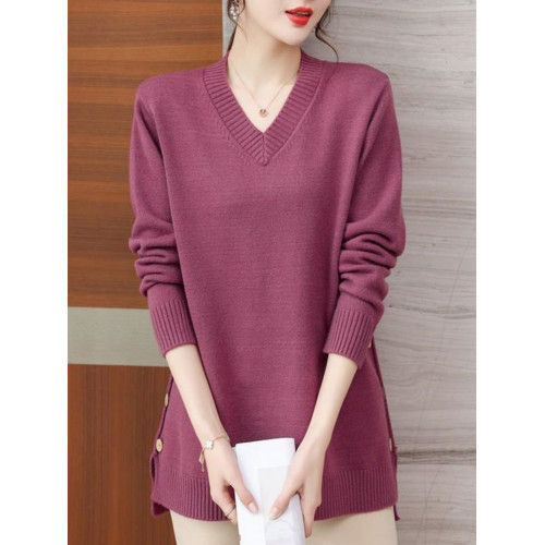 特大碼胖MM秋冬女裝新款針織V領打底輕熟風顯瘦遮肉寬松純色毛衣 特大碼胖MM秋冬女裝新款針織V領打底輕熟風顯瘦遮肉寬松純色毛衣