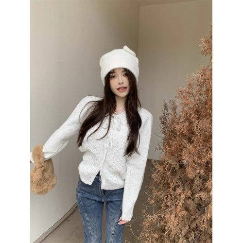 溫柔風系帶珍珠釦針織毛衣開衫女早春秋季2025新款設計感麻花上衣 溫柔風系帶珍珠釦針織毛衣開衫女早春秋季2025新款設計感麻花上衣