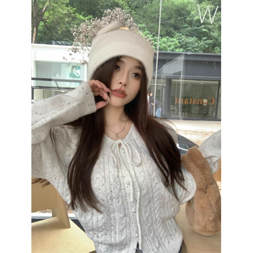 溫柔風系帶珍珠釦針織毛衣開衫女早春秋季2025新款設計感麻花上衣 溫柔風系帶珍珠釦針織毛衣開衫女早春秋季2025新款設計感麻花上衣