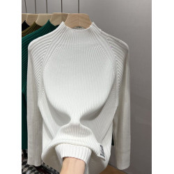 法國尾貨撿漏女裝品牌折釦大碼女裝秋冬半高領打底毛衣針織衫上衣