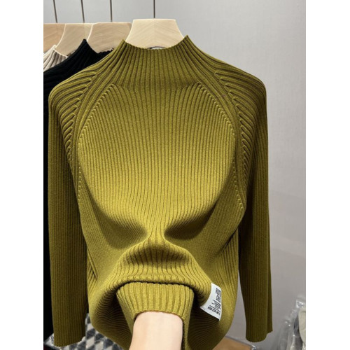 法國尾貨撿漏女裝品牌折釦大碼女裝秋冬半高領打底毛衣針織衫上衣