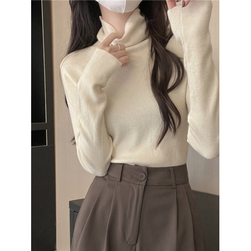 多巴胺穿搭大碼胖mm高領內搭毛衣女2025新款春秋季白色打底針織衫 多巴胺穿搭大碼胖mm高領內搭毛衣女2025新款春秋季白色打底針織衫