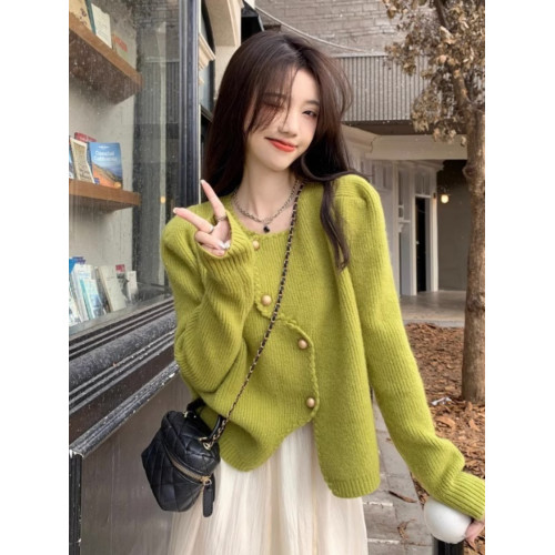 高級感不規則小香風針織開衫女秋冬軟糯溫柔風寬松短款毛衣外套潮 高級感不規則小香風針織開衫女秋冬軟糯溫柔風寬松短款毛衣外套潮