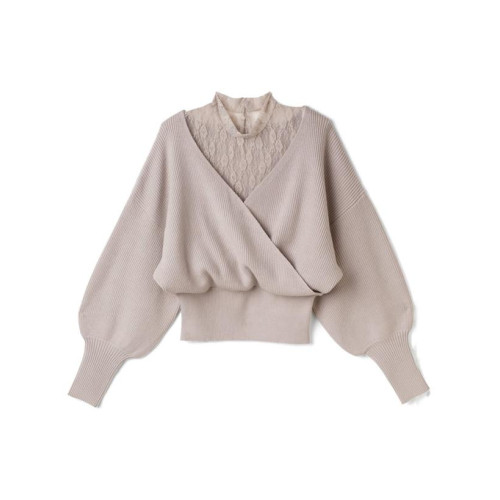 GRL新款女日系甜美蕾絲領顯瘦落肩袖純欲針織衫假兩件毛衣iz280 GRL新款女日系甜美蕾絲領顯瘦落肩袖純欲針織衫假兩件毛衣iz280