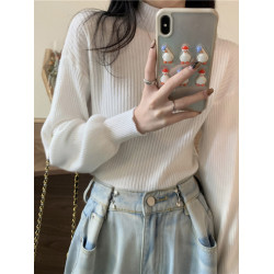 黑色打底衫女內搭秋冬洋氣半高領毛衣春秋中領針織衫法式上衣外穿