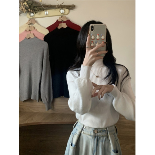 黑色打底衫女內搭秋冬洋氣半高領毛衣春秋中領針織衫法式上衣外穿 黑色打底衫女內搭秋冬洋氣半高領毛衣春秋中領針織衫法式上衣外穿