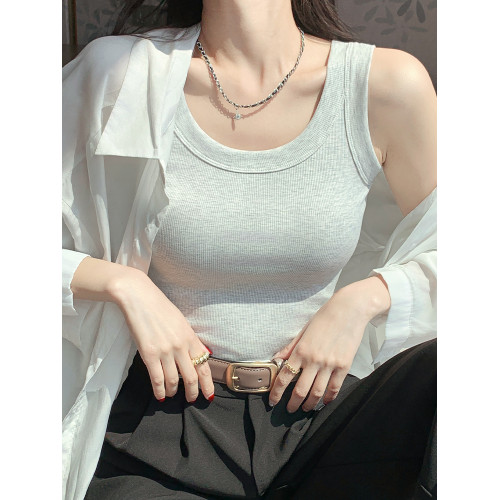 灰色辣妹修身工字背心夏季2025新款吊帶內搭防走光外穿無袖小上衣 灰色辣妹修身工字背心夏季2025新款吊帶內搭防走光外穿無袖小上衣