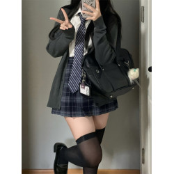 火星jk毛衣外套開衫秋冬日系學院風校供感製服深灰長袖針織上衣女