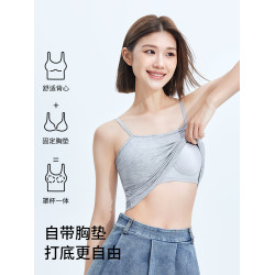 吊帶背心女夏薄款內搭帶胸墊2025新款設計感小衆外穿抹胸上衣黑白