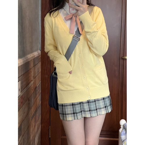 【LF原創開衫】基礎款日系百搭學院風校供感深灰針織衫JK製服毛衣