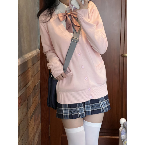 【LF原創開衫】基礎款日系百搭學院風校供感深灰針織衫JK製服毛衣