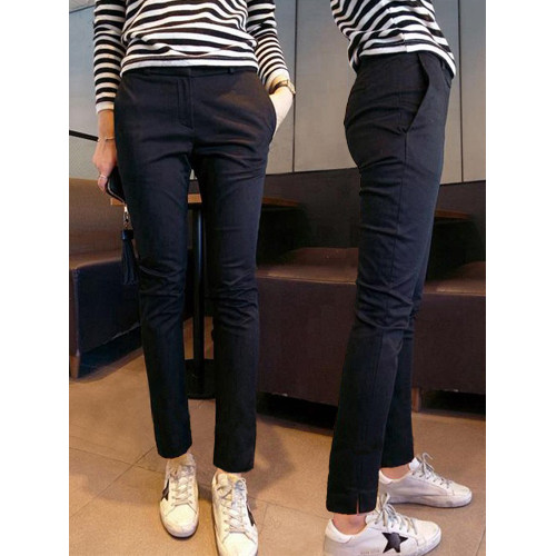黑色顯瘦春夏秋冬彈力薄款小腳百搭休閒直筒加絨八分九分長褲子女 黑色顯瘦春夏秋冬彈力薄款小腳百搭休閒直筒加絨八分九分長褲子女