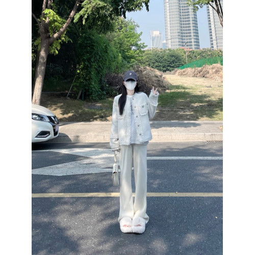 175高個子加長白色褲子女秋冬雪尼爾加絨高腰寬松直筒休閒針織褲 175高個子加長白色褲子女秋冬雪尼爾加絨高腰寬松直筒休閒針織褲