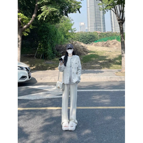 175高個子加長白色褲子女秋冬雪尼爾加絨高腰寬松直筒休閒針織褲 175高個子加長白色褲子女秋冬雪尼爾加絨高腰寬松直筒休閒針織褲