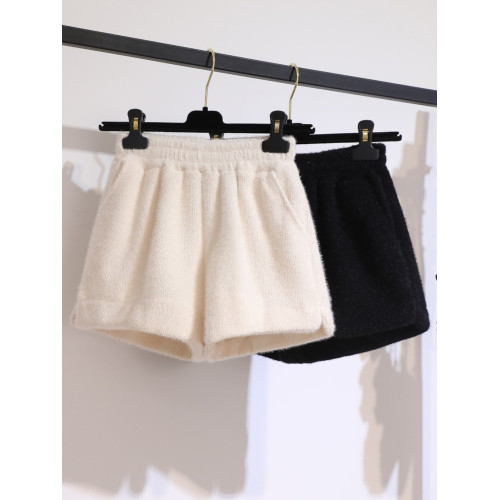 大碼毛線針織水貂絨短褲女春季2026年新款高腰時尚外穿打底靴褲潮