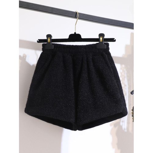 大碼毛線針織水貂絨短褲女春季2026年新款高腰時尚外穿打底靴褲潮